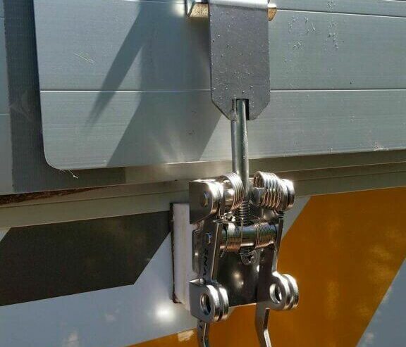Photo of Caravan style Snap-Flat latch retrofitted to an Pop Top Caravan
