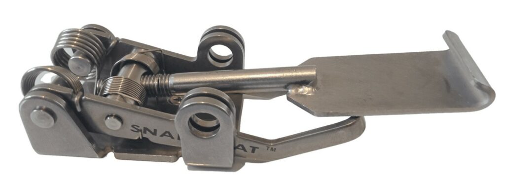 Side View photo of the Snap-Flat latch for Pop Top Roof Clamps